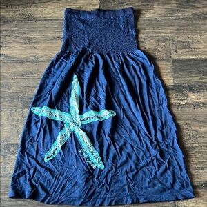 Strapless Blue Dress with Starfish Design